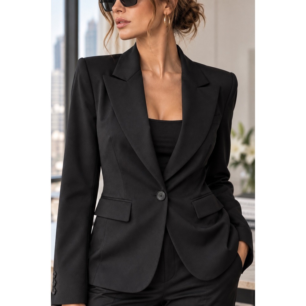 Vintage 90s Y2k Body by Victoria Black Single Button Blazer Peaked Lapel 12